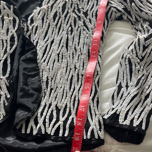 80s Vintage Nipon Night Women's Black and White sequin detailed Blazer - Picture 12 of 15